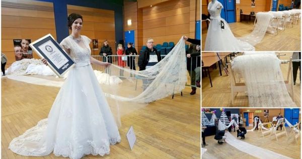 Choáng với chiếc váy cưới dài hơn 8 km