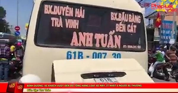 Bình Dương: Xe khách vượt đèn đỏ tông hàng loạt xe máy, ít nhất 6 người bị thương