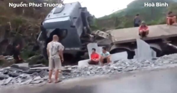 Container chở đá lao như tên lửa, lật thảm khốc ở dốc Cun, Hòa Bình