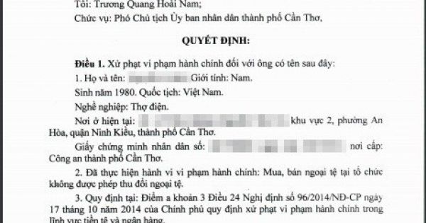 Công an Cần Thơ họp báo vụ đổi 100 USD bị phạt 90 triệu đồng