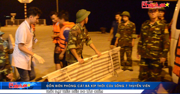 Đồn Biên phòng Cát Bà kịp thời cứu sống 7 thuyền viên trôi dạt trên biển do tàu chìm