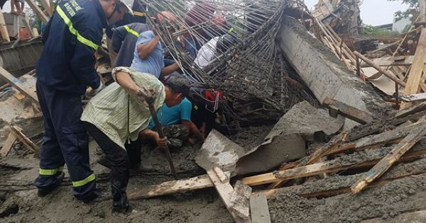 Long An: Sập sàn bê tông, 1 công nhân tử vong, nhiều người bị chôn vùi