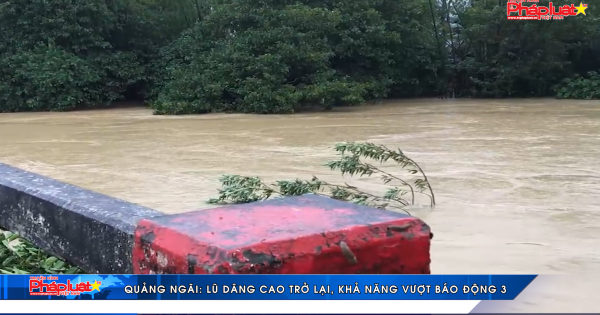 Quảng Ngãi: Lũ dâng cao trở lại, khả năng vượt báo động 3