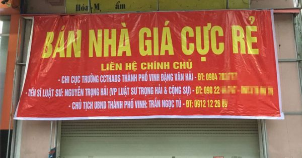 Tên Chủ tịch TP Vinh in trên băng rôn rao “bán nhà giá cực rẻ”