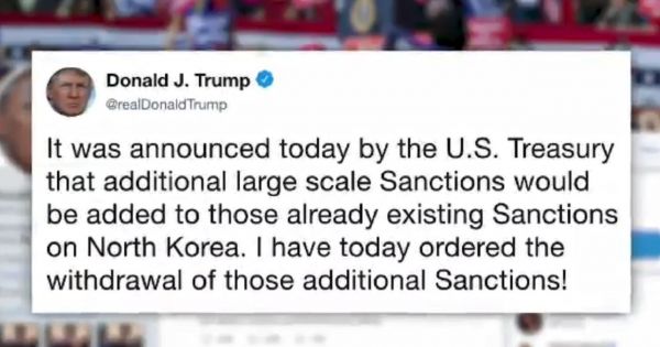 Tổng thống Trump bất ngờ rút lại lệnh trừng phạt bổ sung với Triều Tiên