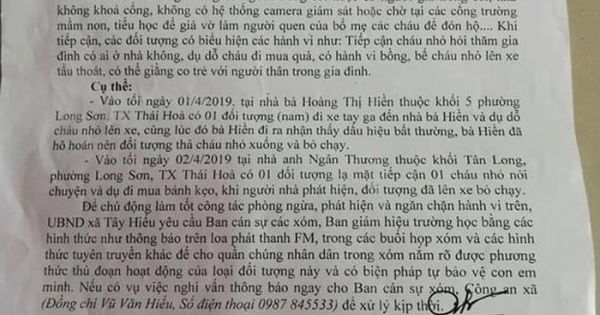 Nghệ An: Nhiều nơi ra công văn khẩn phòng ngừa bắt cóc trẻ em