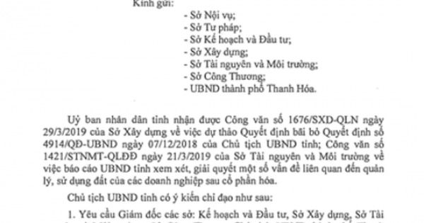 Thanh Hóa: 4 sở bị yêu cầu kiểm điểm do tham mưu sai luật dự án hơn 14 tỷ đồng