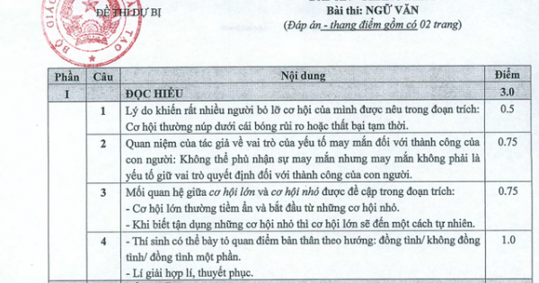Bộ GD-ĐT chính thức công bố đáp án môn Ngữ Văn THPT quốc gia 2019