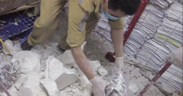 Bắt giữ gần 55 khúc sừng tê giác giấu trong khối thạch cao ở sân bay Nội Bài