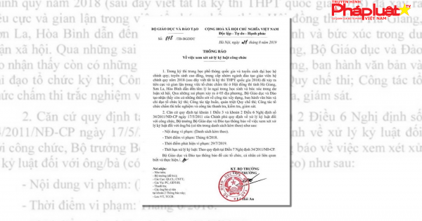 Bộ GD&ĐT hủy bỏ quyết định xem xét kỷ luật 13 cán bộ liên quan đến gian lận thi 2018