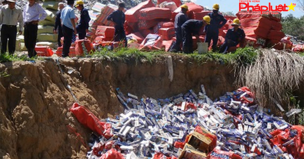 Bình Định tiêu hủy 26.000 bao thuốc lá nhập lậu