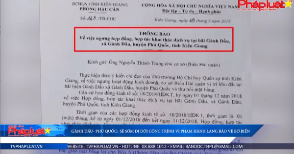 Gành Dầu - Phú Quốc: Sẽ sớm di dời công trình vi phạm hành lang bảo vệ bờ biển