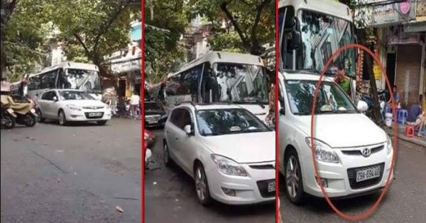 Phạt trung úy công an đỗ xe giữa phố cổ Hà Nội 1 triệu đồng