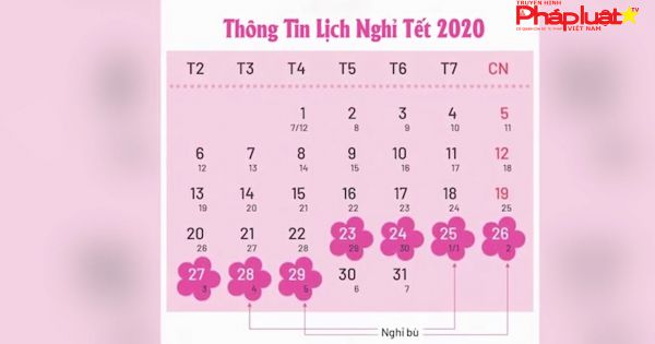 Chính thức thông báo lịch nghỉ Tết Nguyên đán 2020