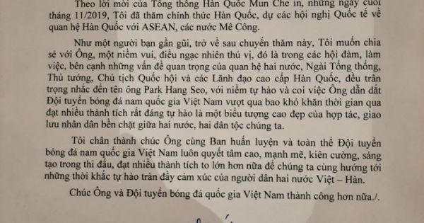Thủ tướng gửi thư động viên HLV Park Hang-seo
