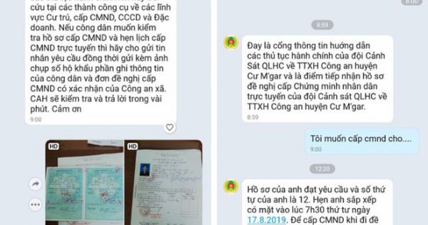 Làm thủ tục cấp CMND qua Zalo trong 15 phút