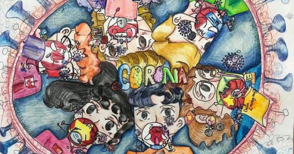 Bé gái lớp 4 gây sốt với những bức tranh vẽ chống dịch COVID-19