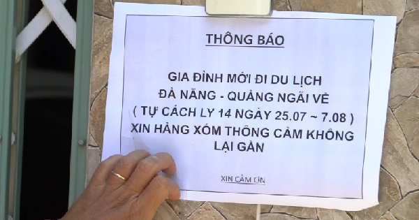 Bản tin Phòng chống Covid-19- Quảng Ngãi: Dán thông báo tự cách ly khi trở về từ vùng dịch Covid – 19