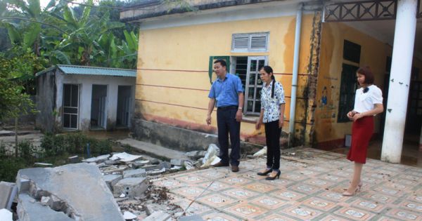 Trường mầm non bị sụt lún, hơn 200 trẻ phải đi học tạm tại Thanh Hóa