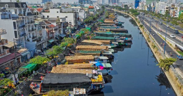 Chợ hoa trên bến dưới thuyền