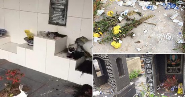 Hơn 100 ngôi mộ bị đập phá bát hương, đồ thờ tại Hải Phòng