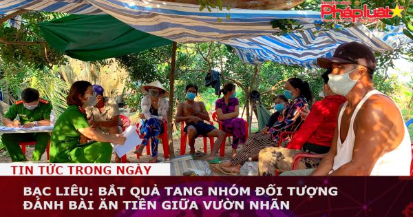 Bạc Liêu: Bắt quả tang nhóm đối tượng đánh bài ăn tiền giữa vườn nhãn