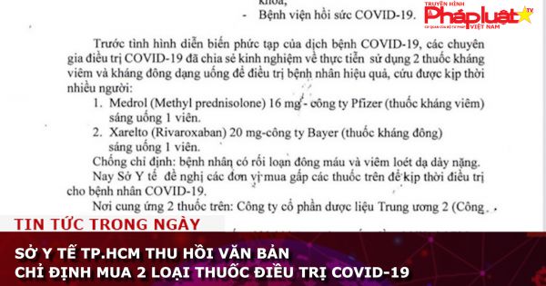 Sở Y tế TP.HCM thu hồi văn bản chỉ định mua 2 loại thuốc điều trị Covid-19