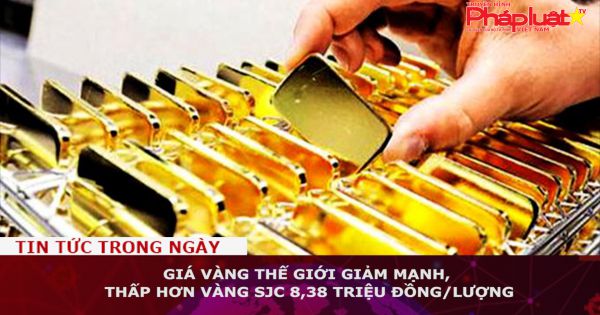 Giá vàng thế giới giảm mạnh, thấp hơn vàng SJC 8,38 triệu đồng/lượng