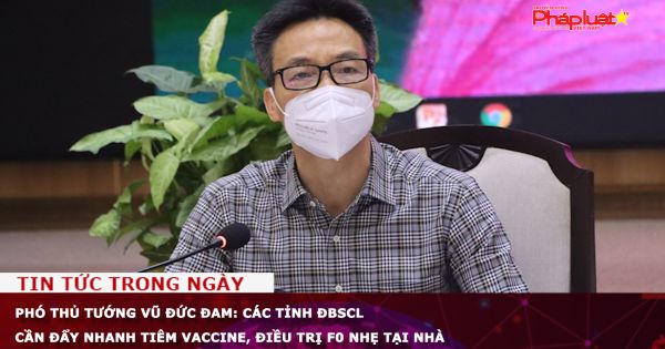 Phó thủ tướng Vũ Đức Đam: Các tỉnh ĐBSCL cần đẩy nhanh tiêm vaccine, điều trị F0 nhẹ tại nhà