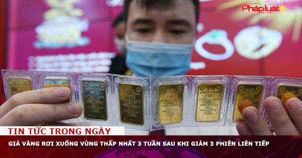 Giá vàng rơi xuống vùng thấp nhất 3 tuần sau khi giảm 3 phiên liên tiếp