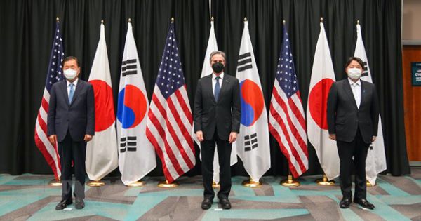 Ngoại trưởng Mỹ, Nhật Bản và Hàn Quốc ra tuyên bố chung về nhiều vấn đề quốc tế