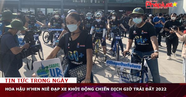 Hoa hậu H’Hen Niê đạp xe khởi động chiến dịch giờ trái đất 2022