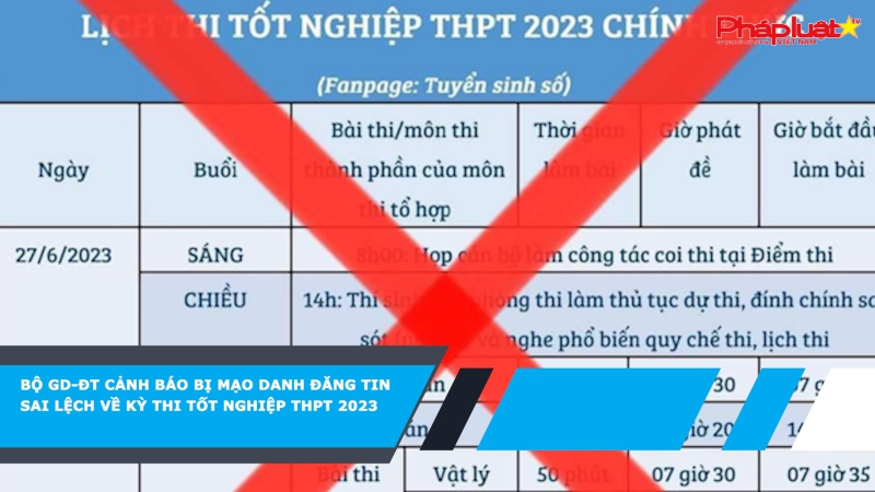 Bộ GD-ĐT cảnh báo bị mạo danh đăng tin sai lệch về Kỳ thi tốt nghiệp THPT 2023