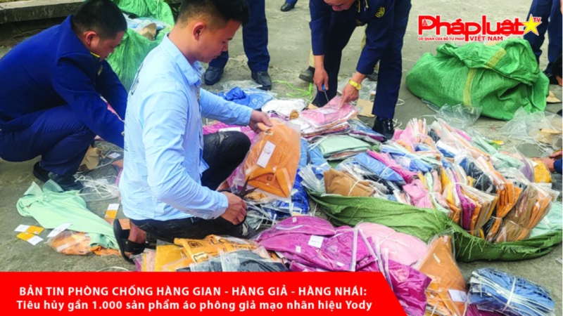 BẢN TIN PHÒNG CHỐNG HÀNG GIAN - HÀNG GIẢ - HÀNG NHÁI: Tiêu hủy gần 1.000 sản phẩm áo phông giả mạo nhãn hiệu Yody