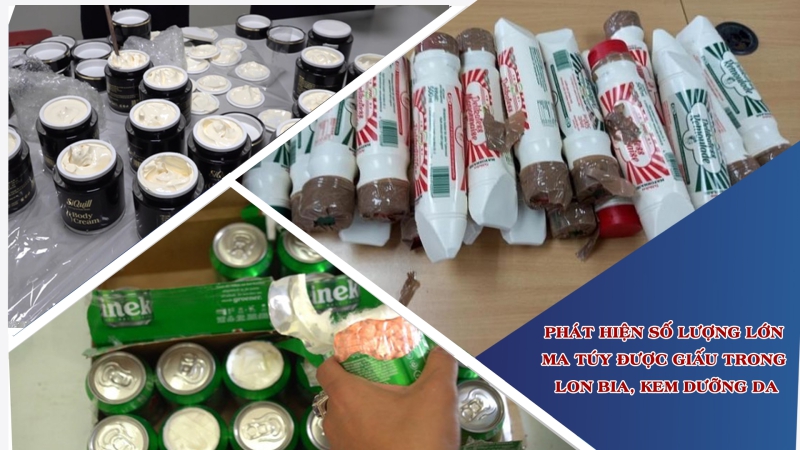 Phát hiện số lượng lớn ma túy được giấu trong lon bia, kem dưỡng da