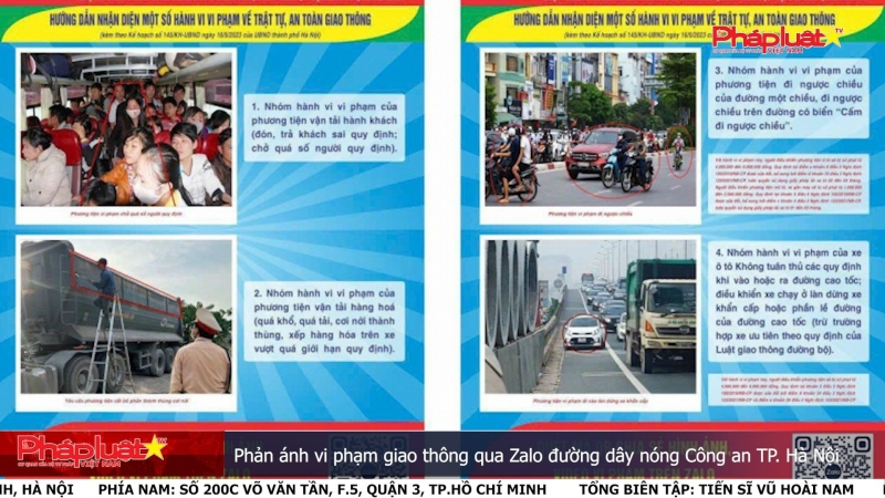 Phản ánh vi phạm giao thông qua Zalo đường dây nóng Công an TP. Hà Nội