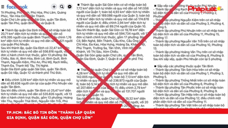 TP.HCM: Bác bỏ tin đồn “thành lập quận Gia Định, quận Sài Gòn, quận Chợ Lớn”