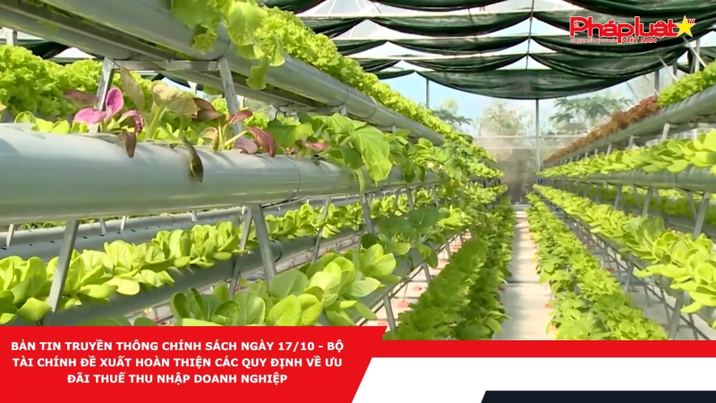 Bản tin Truyền thông Chính sách ngày 17/10 - Bộ Tài chính đề xuất hoàn thiện các quy định về ưu đãi thuế thu nhập doanh nghiệp