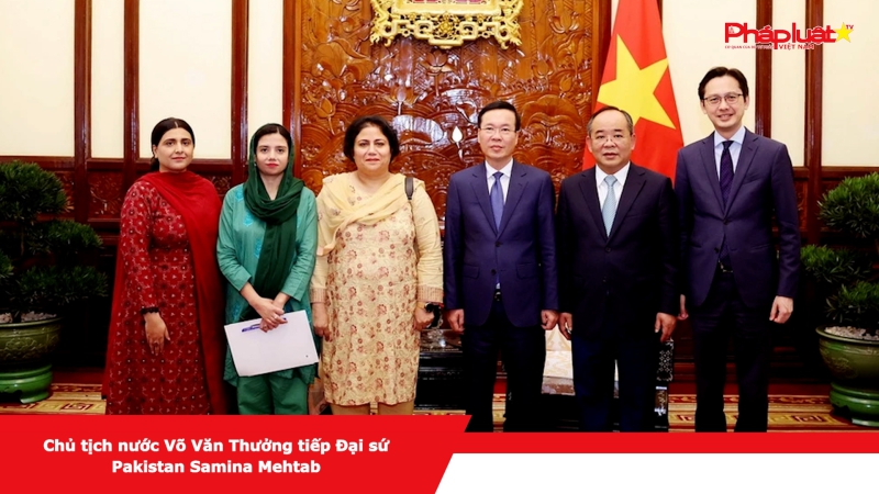 Chủ tịch nước Võ Văn Thưởng tiếp Đại sứ Pakistan Samina Mehtab
