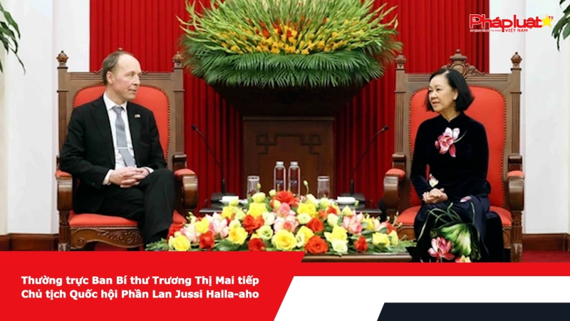Thường trực Ban Bí thư Trương Thị Mai tiếp Chủ tịch Quốc hội Phần Lan Jussi Halla-aho