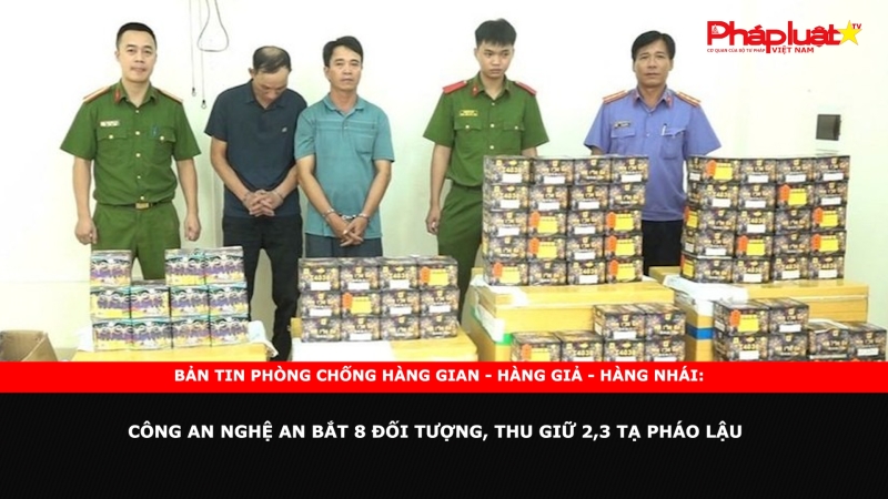 Bản tin chung tay cùng doanh nghiệp phòng chống Hàng gian- Hàng giả- Hàng nhái ngày 24/10/2024: Công an Nghệ An bắt 8 đối tượng, thu giữ 2,3 tạ pháo lậu